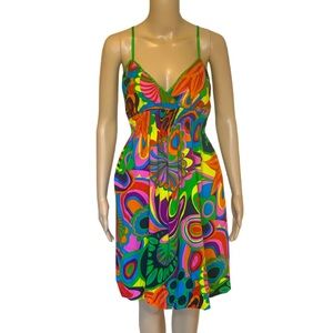 Multicolor Spagetti Strap Dress Juniors Size Large